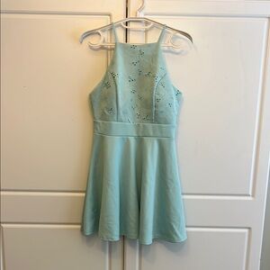 Francesca's Collections Green Halter Fit and Flare Dress